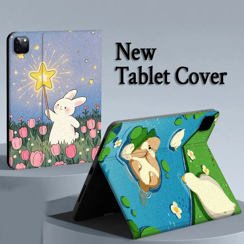 

leisurely otter and rabbit Case For iPad Air Mini Pro 7 6 5 9.7 11 10.5 12.9 Automatic Sleep/Wake Tablet