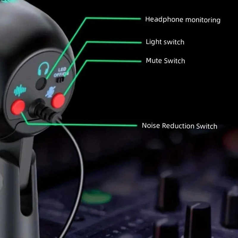 طقم ميكروفون RGB لتسجيل الألعاب ، لعبة الأسلاك ، التسجيل المباشر ، بث الاستوديو ، الكمبيوتر المحمول ، الرياضات الإلكترونية