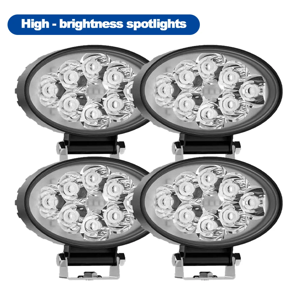 Barra de luz LED de inundación puntual, luz de trabajo LED ovalada todoterreno, faros de 12-24V para coche, 4x4, camión, ATV, SUV, barco, Barra de luces LED, 2 uds.