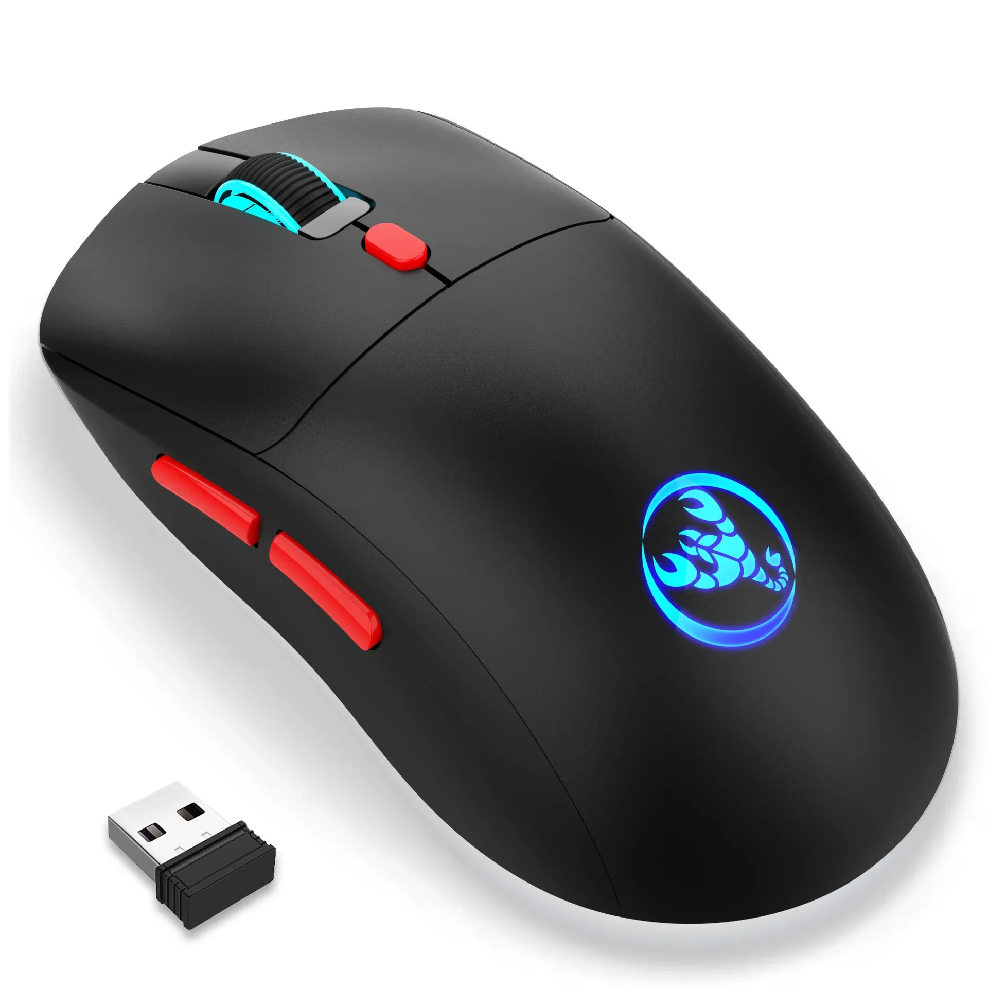 HXSJ T20 Wireless 2.4G Mouse with Built-in 650mAh Battery, 3600 DPI Illuminated Gaming Mouse for Computer eSports