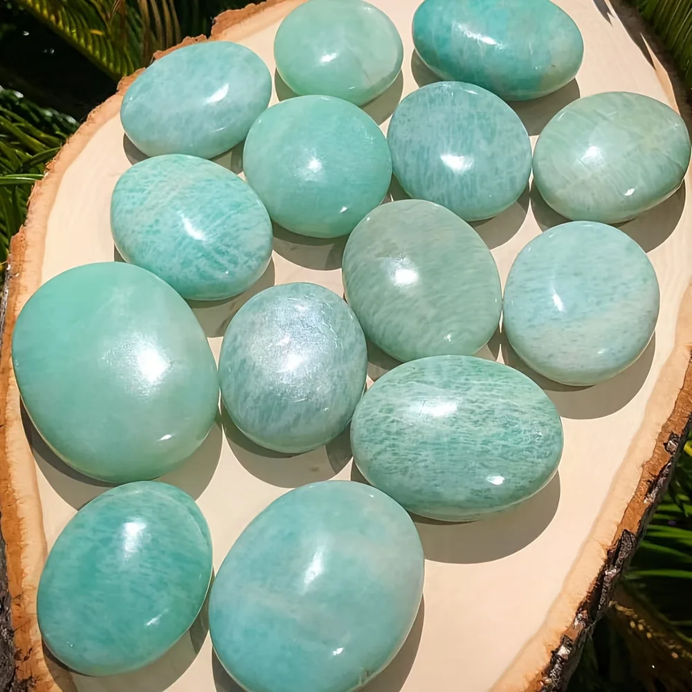 أمازونيت طبيعي جميل - حجر أخضر مزرق مع عروق، خرز كروي ناعم #5