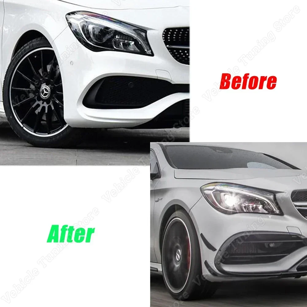 For Mercedes Benz CLA C117 X117 CLA200 220 250 CLA45 AMG 2015-2018 Black Front Bumper Lip Spoiler Splitters Canards Vents 4Pcs