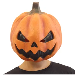 Horror Pumpkin Mask Halloween Cosplay Party Pumpkin Head Latex Mask Creepy Jack-O'-Lantern Demon Costume Head Cover for adults