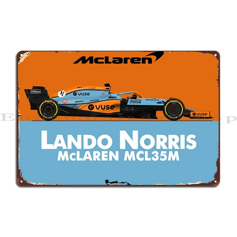 Póster de placa de Metal de Lando Norris Monaco, decoración de pared personalizada para Bar, sala de estar, fiesta, Club