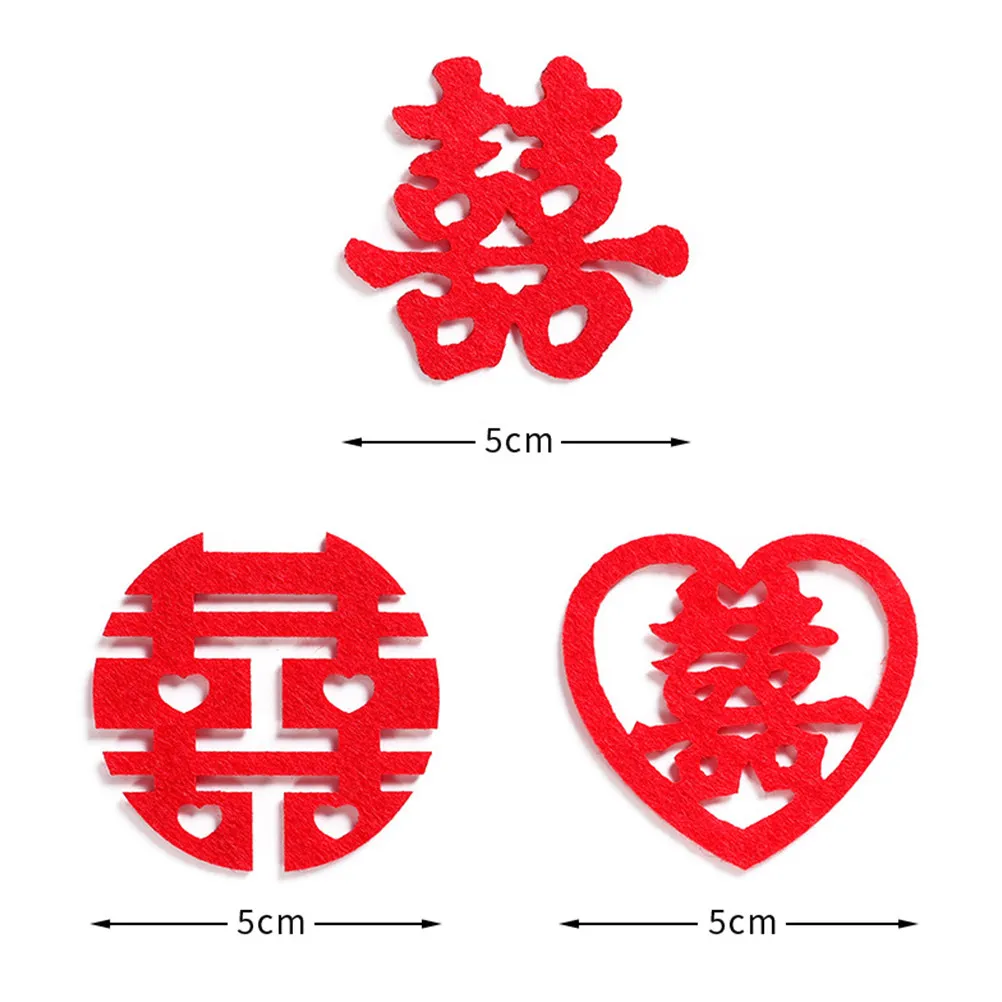 150Pcs Mini Chinese Word Cloth Confetti Creative Wedding Party Decor Wedding Bed Anniversary Celebration Decoration