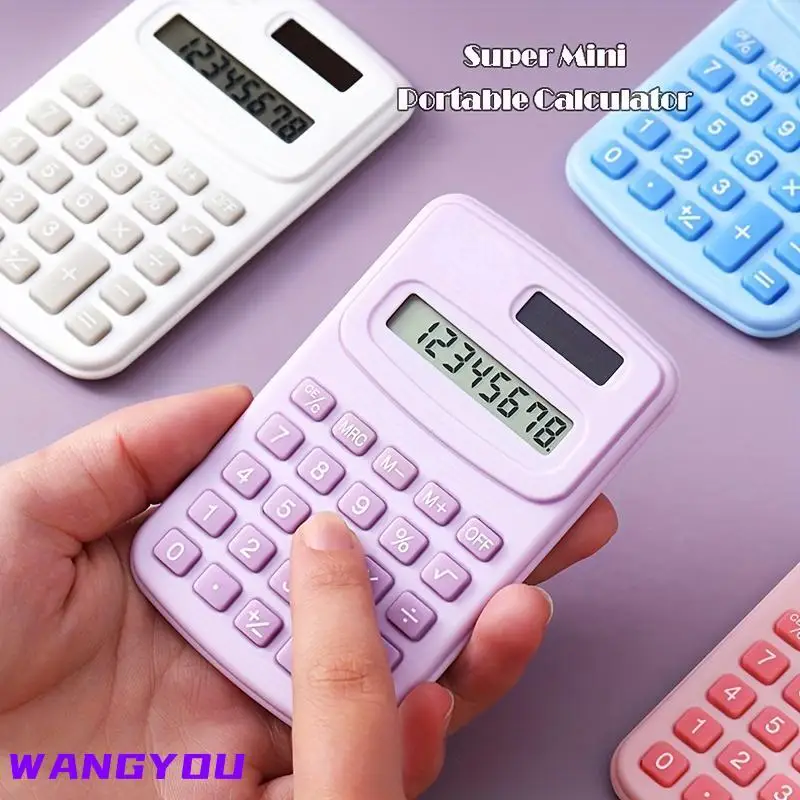 Small Solar Calculator Portable Calculator Cute 8 Digits LCD Electronic Home Office Calculator for Kid Primary School Calculator