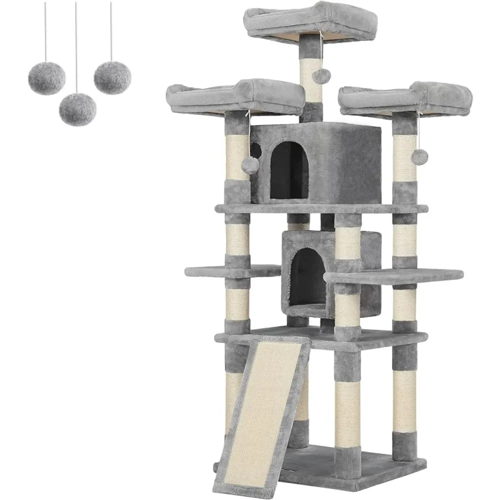 Scratcher With a House of Cats With Cozy Perches Folding Christmas Tree for Cats Toys Light Gray UPCT18W Stable Claw Sharpener