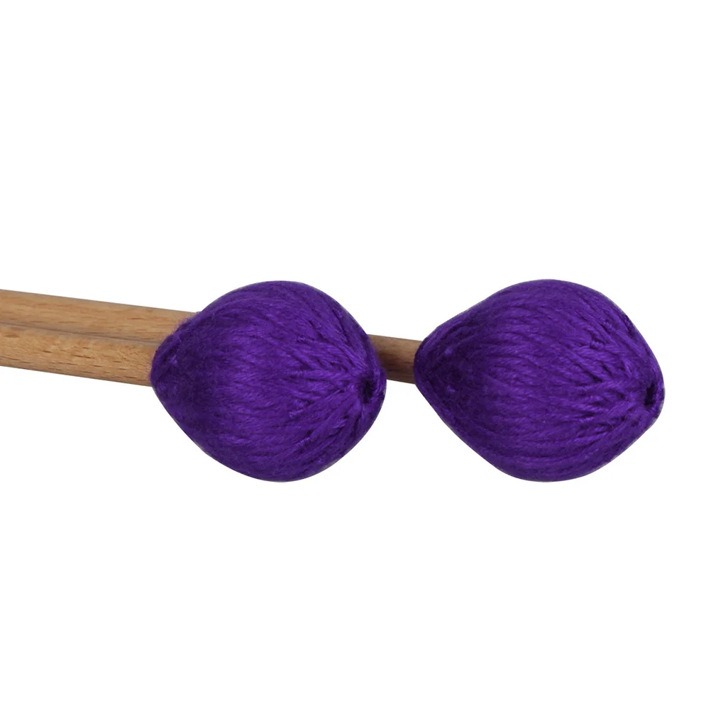 

One Pair Marimba Drumsticks Purple Rubber Mallet Solid Wood Handle Heavy Sturdy Musical Tools for Marimba Players