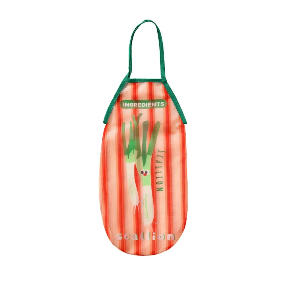 Breathable Kitchen Hanging Mesh Bag Hanging Reusable Fruit Vegetable Storage Net Bag Carry Handles Vegetable Print