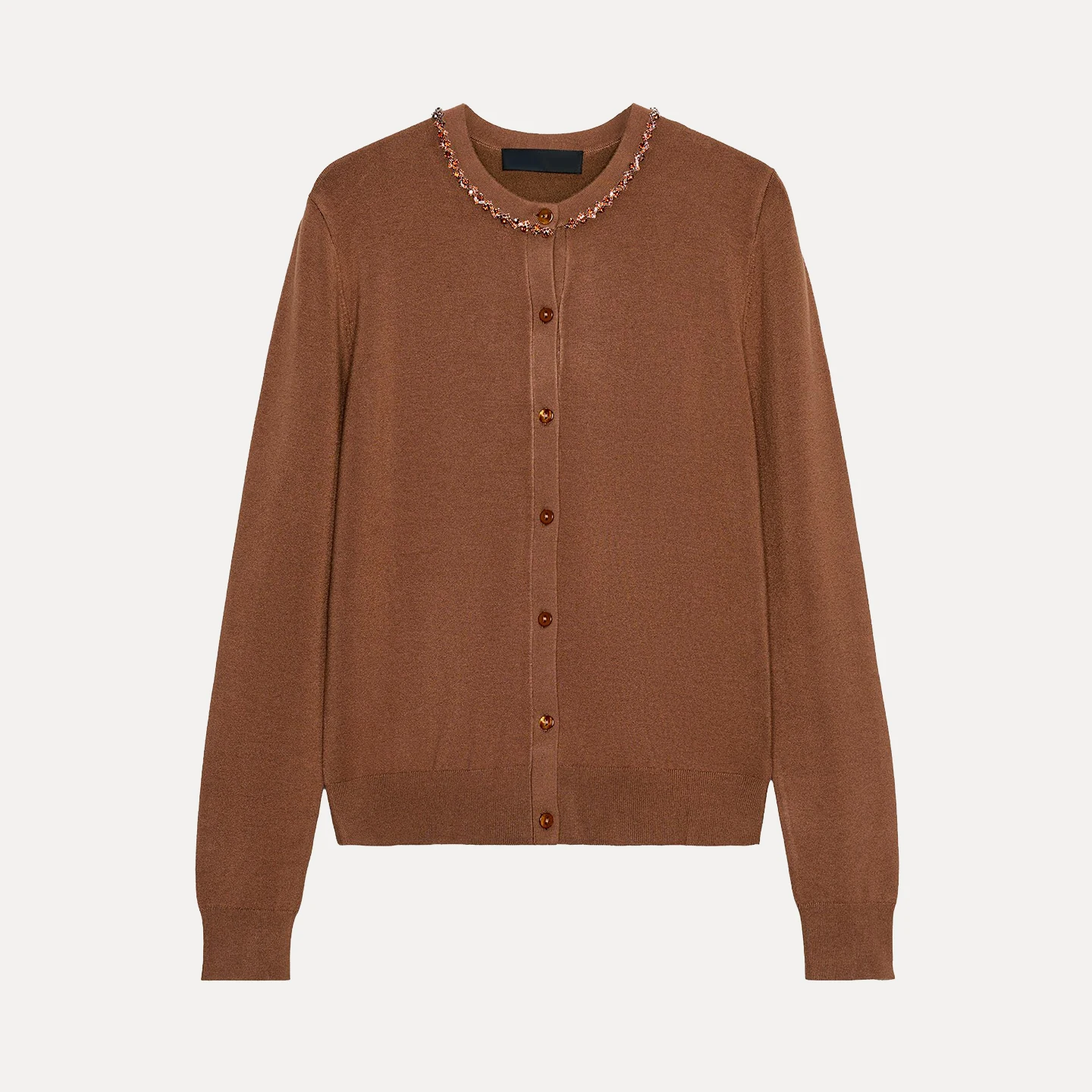 

Casual Sle Long Sve round Ne Open Cardigan Jewelry Design Women's Faion Autumn 2025 Z Knitted Sweater