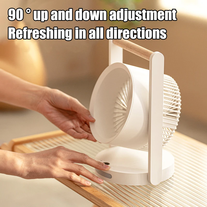 2024 New Xiaomi Beech Desktop Circular USB Charging Digital Display High Wind Power Long Range Small Night Light Portable Fan