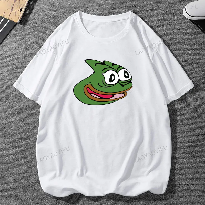 Pe The Frog Meme Emote Хлопковая мужская одежда винтажная мода лягушка животные женские летние кавайные футболки забавный подарок Повседневная рубашка