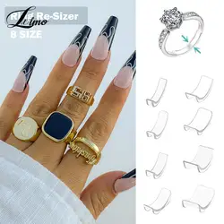 Ajustador de tamaño de anillo transparente Invisible de silicona, tensor de protección, herramientas de joyería, redimensionador de anillos sueltos, 8 unids/set