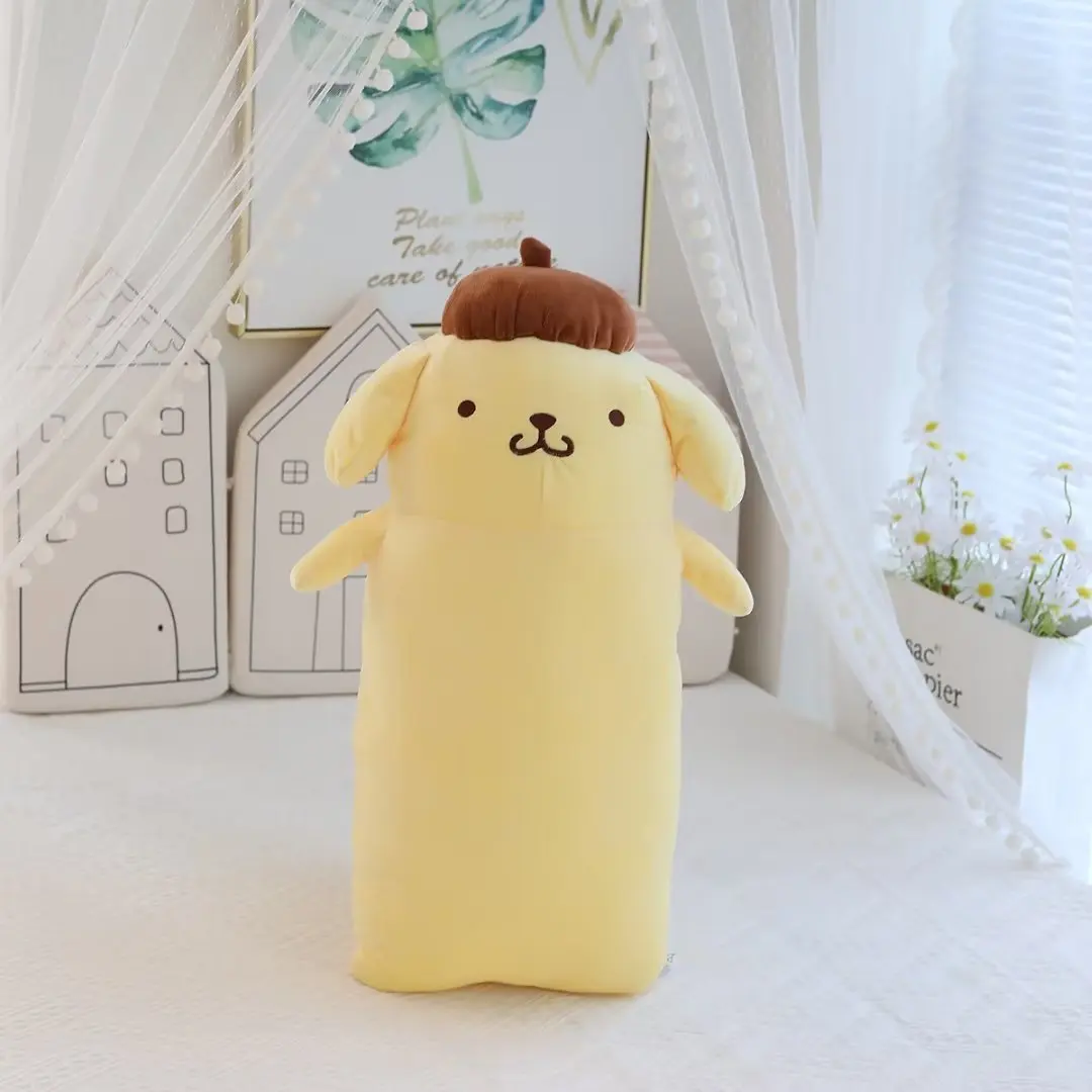 Sanrio Pom Pom Purin Schattig Knuffels Lang Gevuld Plushie Kussen Slaapbank Pop Ornament Kinderen Pluche Kawaii Kerstcadeau