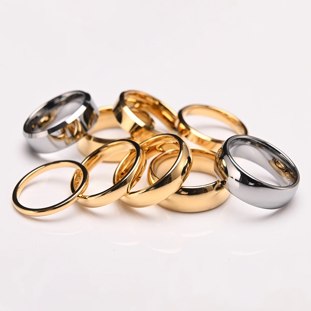 2/4/6/8mm goldener Wolframring für Damen, Anillos de Mujer, Herren, Y2K-Accessoires, Schmuck, Bague, Bijoux Femme, Herren-Eheringe – Detail 4