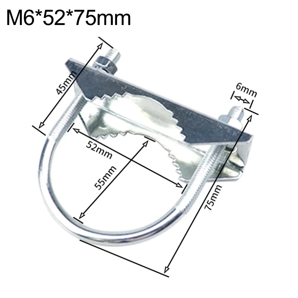 Antenna mast clamp kit for heavy duty mounting on round poles 1 to 18 inch diameter metal bracket with U bolt secure fit