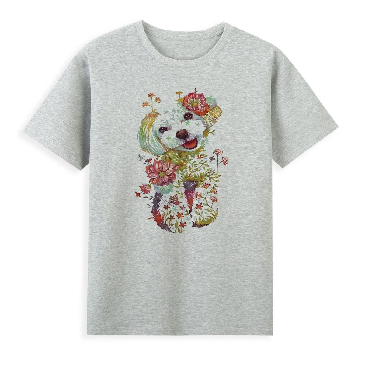 New Style Creative Design Dog Flower T-shirt For Women Hot selling Super Fashion Art Shirts Summer Casual Tops Tees