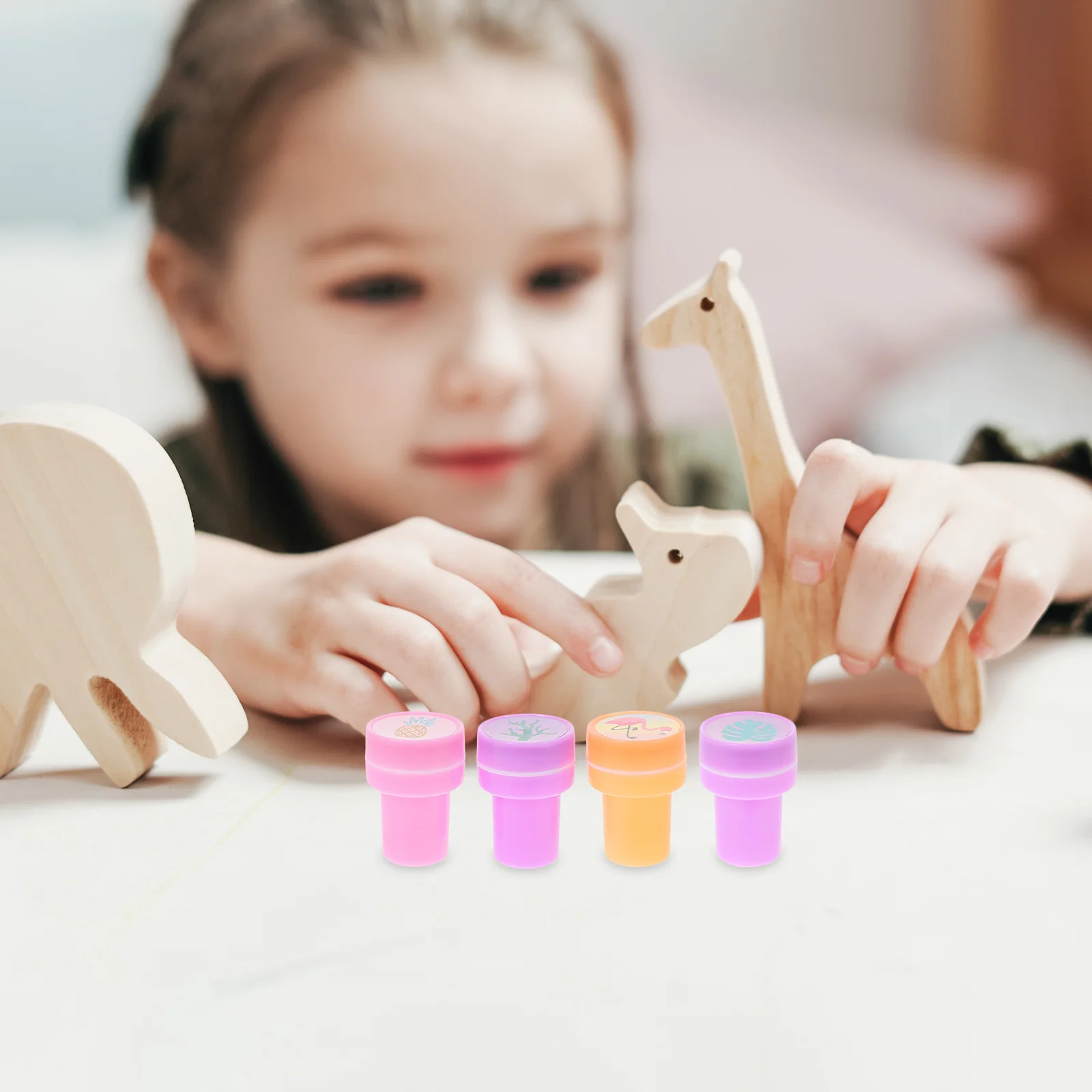 10 個子供用フラミンゴ夏スタンプ子供用セルフインクスタンプパーティー教室報酬教育クラフトセット