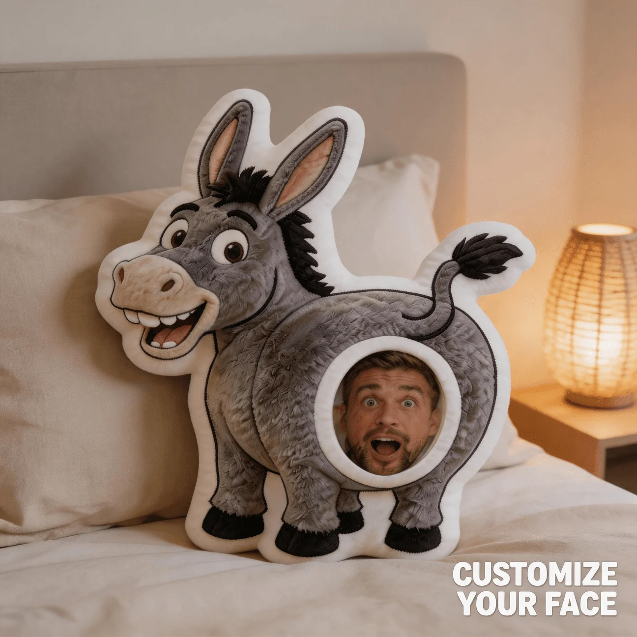 Custom Personalized Photo Face Pillow, Funny Animal Character Custom Shaped Decorative Cushion with Double-Sided Printing, 60CM