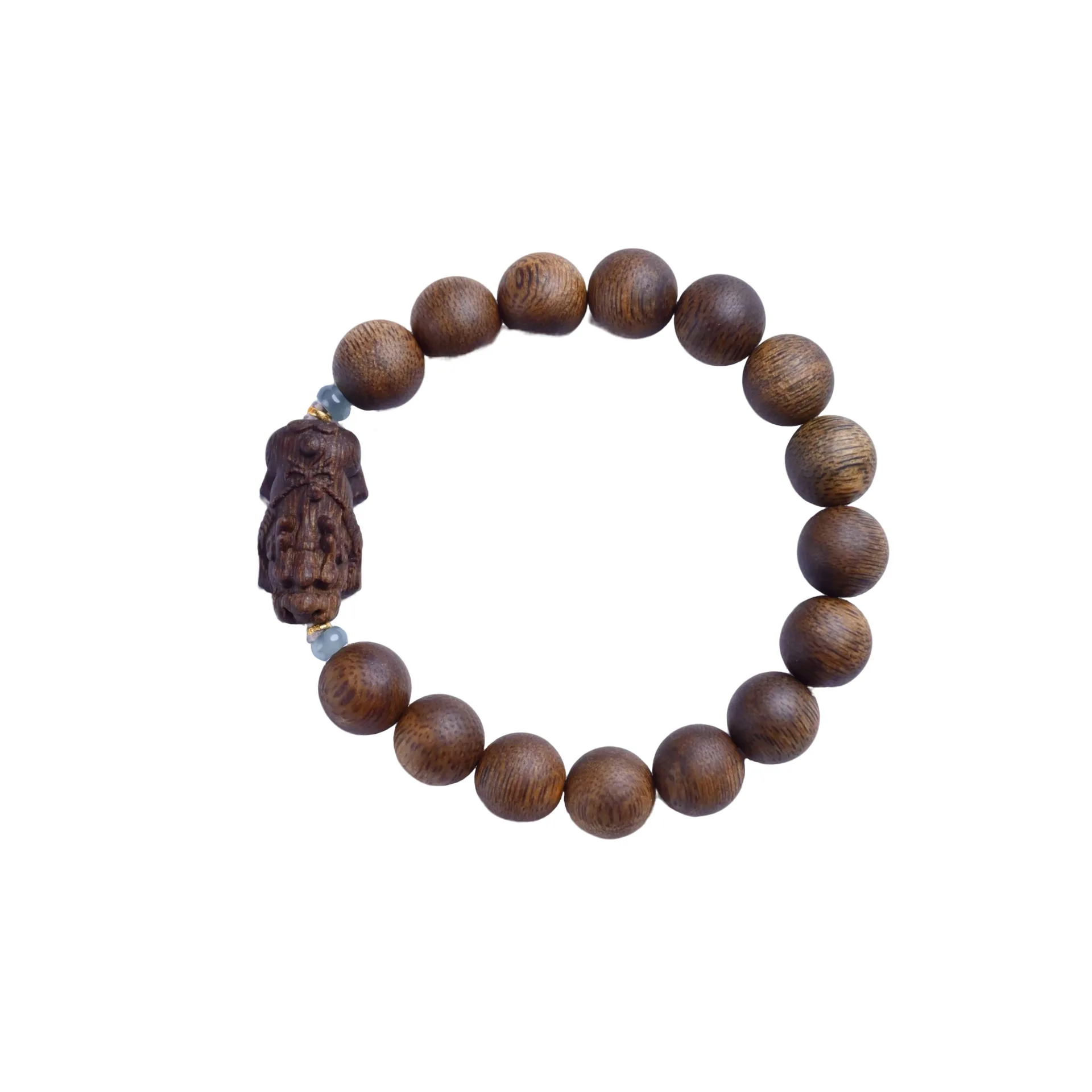 Natural Yellow Agarwood Nan Lightning Struck 1.0 Agarwood Bracelet Sinkable Grade Jadeified Carved Pixiu Collectible Jewelry