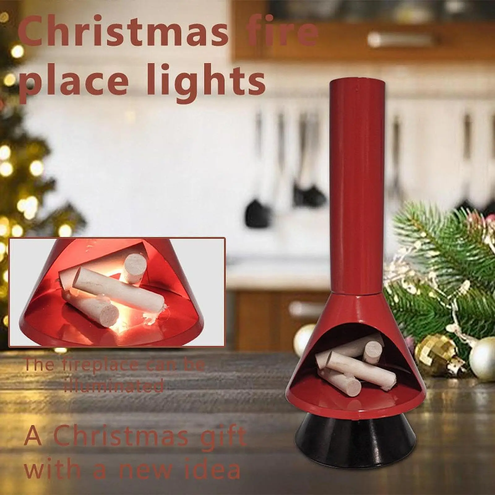 Small Fireplace Figurine Light Christmas Decoration Collectible Desktop Ornament for Shelf Living Room Home Indoor Holiday Party