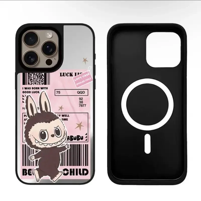 Cute Cartoon Doll Mirror Magnetic Phone Case Cover for IPhone 12 13 14 15 16 Pro Max Case for IPhone 16 Pro Max