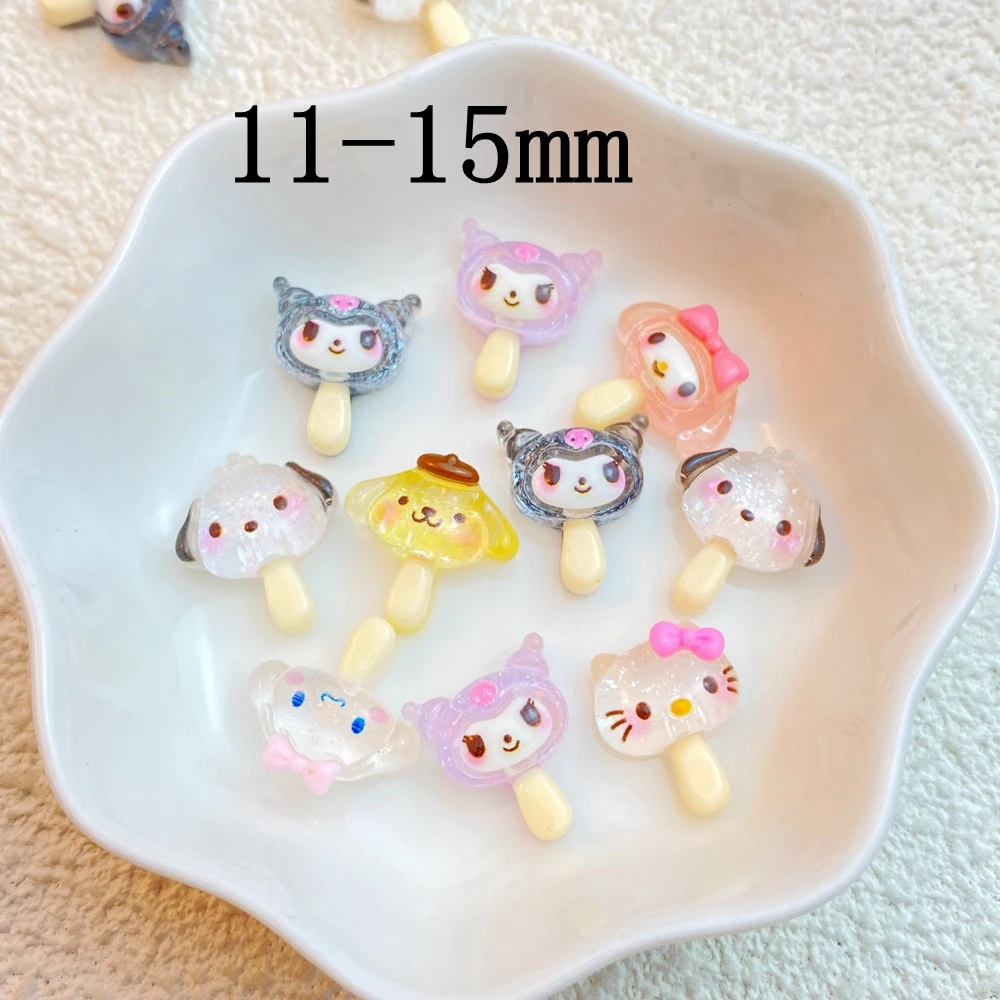 20Pcs New Cute Resin Mini Cartoon Animal Popsicle Series Flat Back Manicure Parts Embellishments For Hair Bows Accessories