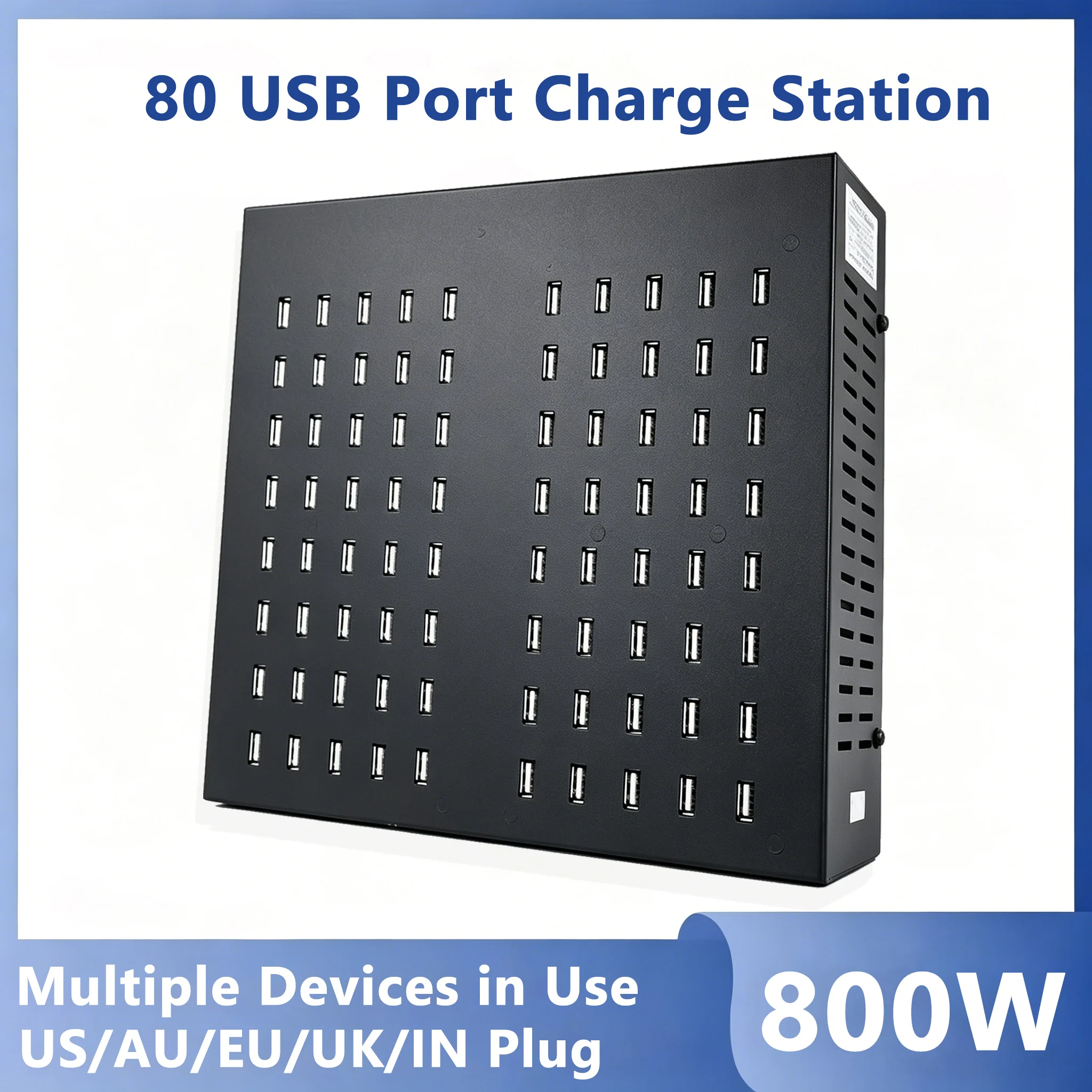 Estación de Carga USB Universal de Metal, 800W, 80 Puertos USB, Carga Rápida, Carregador para iPhone 14, 13, 12 Pro Max, Samsung