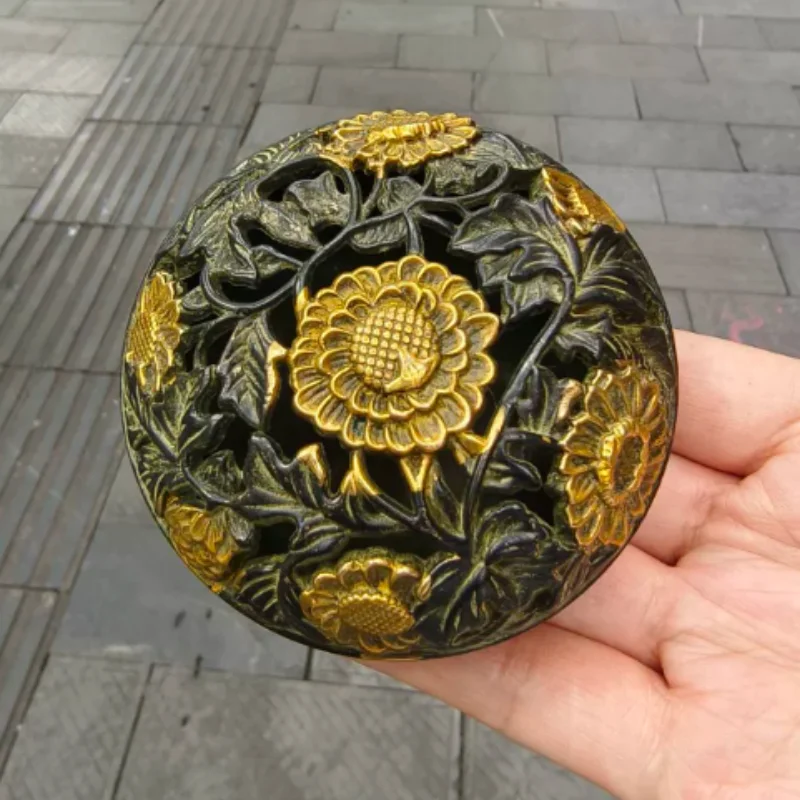 Antique Copper Collection Gilded Hollow Incense Burner Home Tea Room Desktop Decoration Ornament handicraft
