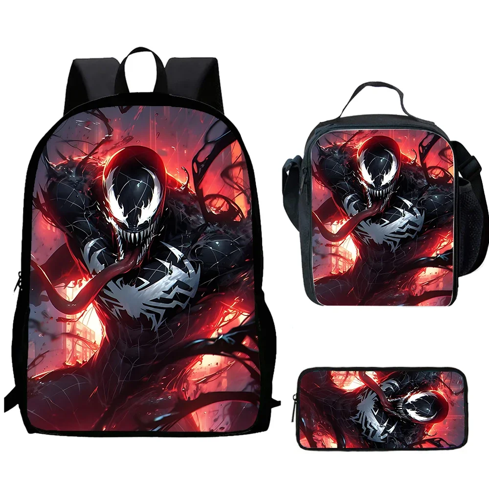 

3Pcs Set Anime Movie v-ve-n-nom School Backpack with Lunch Bags Pencil Bags for Boy Girl,Anime School Backpack for Kindergarten