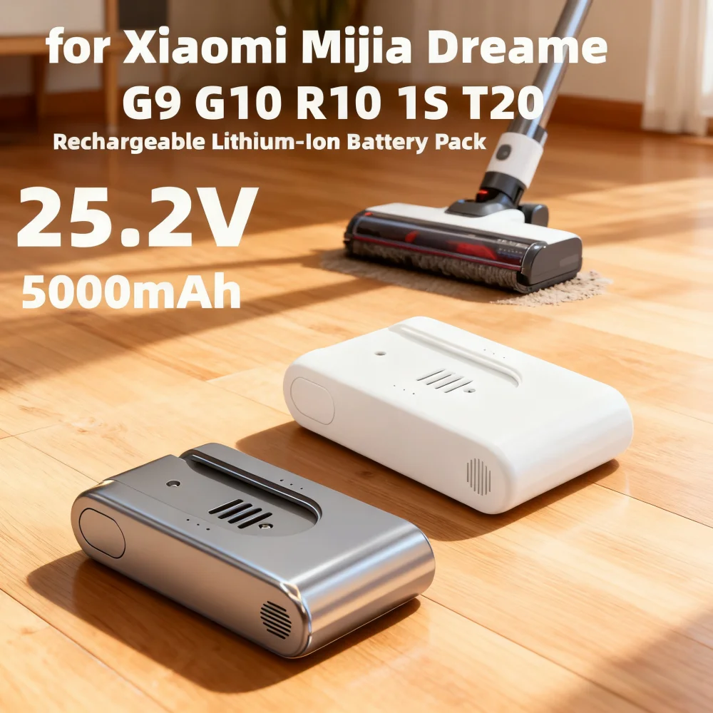

25.2V 5000mAh Li-ion Battery Compatible for Xiaomi Dreame G9, G10, R10, R10Pro, T10, T20, V12S,V16S Cordless Vacuum Cleaner