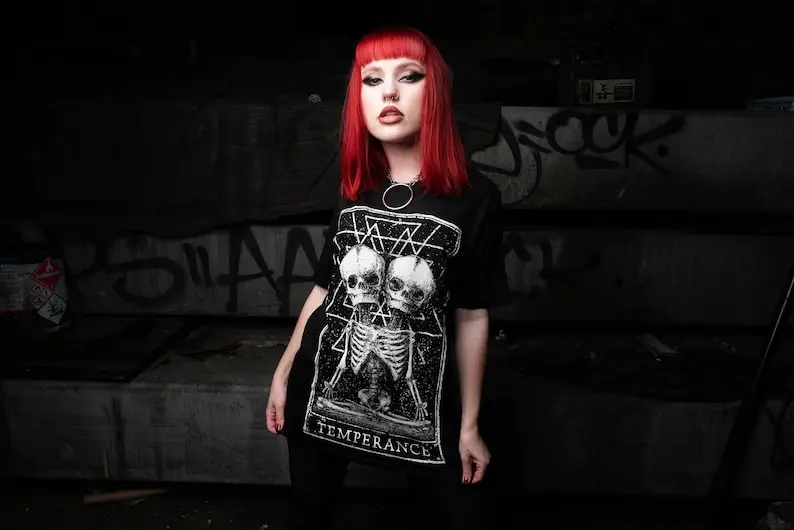 Temperance Tarot Card T-Shirt, Gothic Style Tee, Trendy Streetwear, Original Art Gift