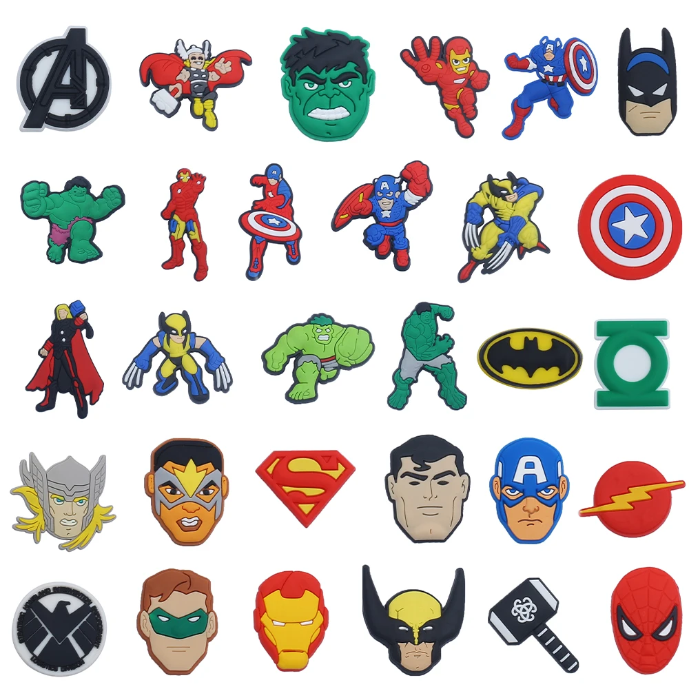 30 Stück Hot Toys Cartoon Superhelden-Serie PVC Schuhzubehör für Jungen und Mädchen, abnehmbare, wasserdichte, kreative DIY-Schuhdekorationen – Detail 8