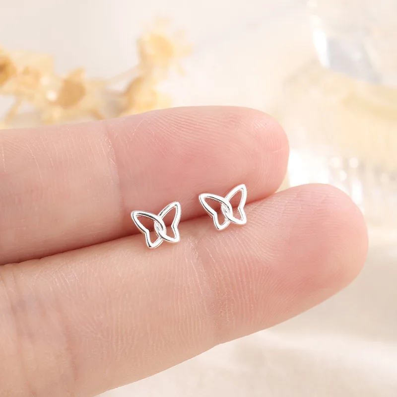 Simple Butterfly Stud Earrings For Women Hypoallergenic Daily Wear New Fashion Silver Color Ear Girls Jewelry Gifts