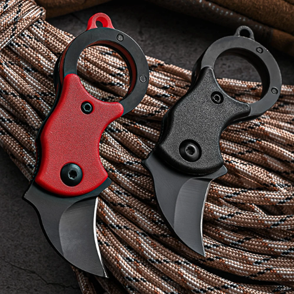 Mini  Keychain Pocket Knife Stainless Steel Camping Small Mini Portable Knife Peeler Fixed Blade Multi EDC Tool with Chain