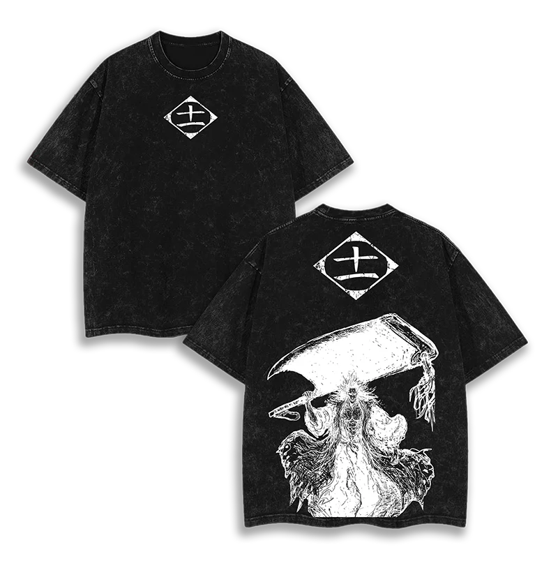 Bleach Washed T-Shirt Oversized Anime Manga Street Y2k T-shirts Men Women Heavy Cotton Short Sleeves Female Male Loose Clothing