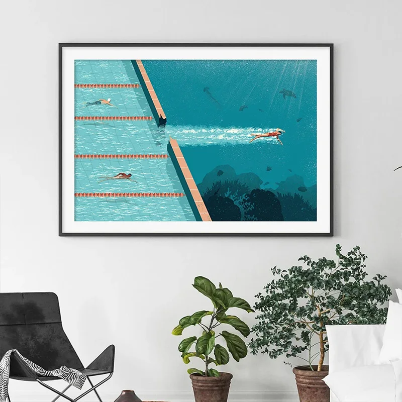 1pcs(No frame)Abstract Expand Comfort Zone Swimming Pool Poster Canvas Paintings And Print Wall Art HD Pictures Home Decor Fr