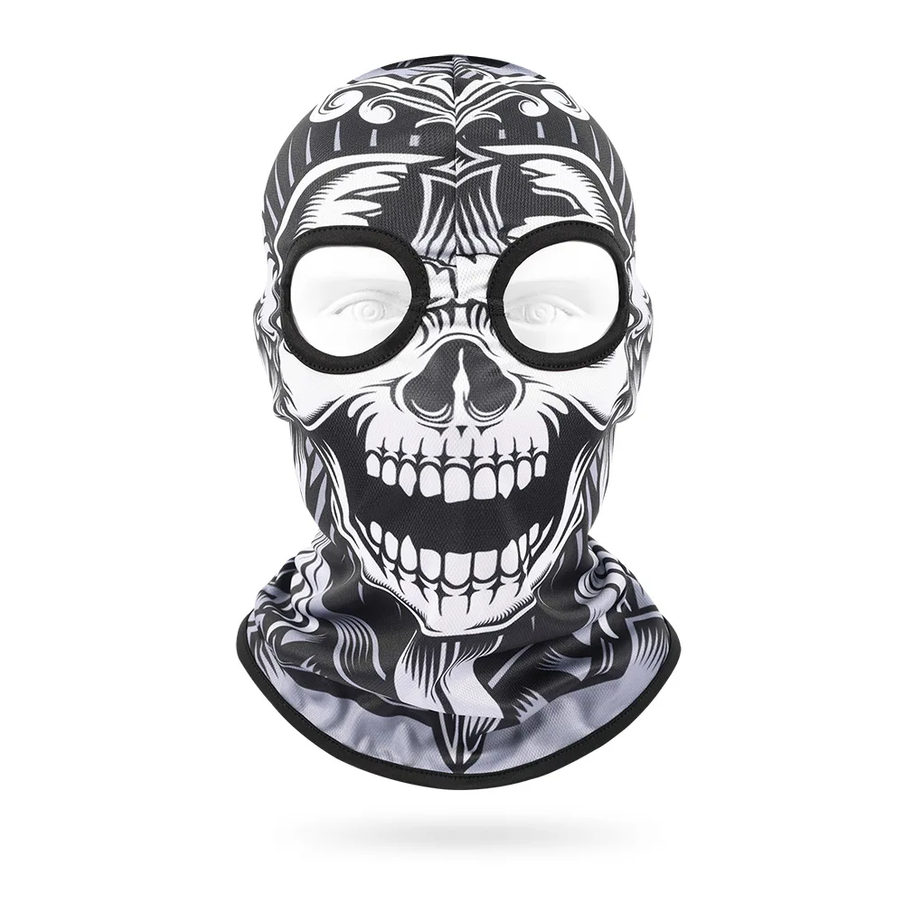 Motorcycle 2 Holes Skull Balaclava Men Cycling Full Face Caps Outdoor Breathable Head Cover Quick-dry Bicycle Headgear Reusable