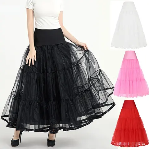 Jupon Long gratuit de 99CM pour femmes, longueur cheville des années 50, jupon de mariage, sous-jupe Crinoline pour bal de promo, robes de mariée