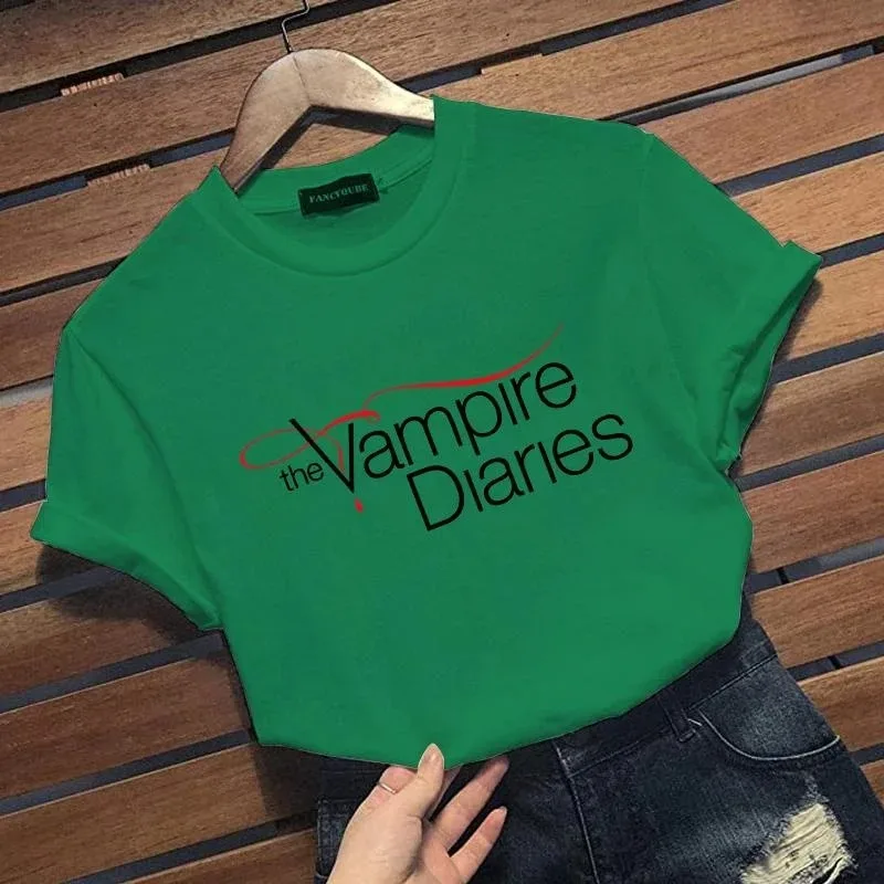 New The Vampire Diaries Graphic Print T-shirt Men\'s and Women\'s Personalized Creative Round Neck Short Sleeve Shirt