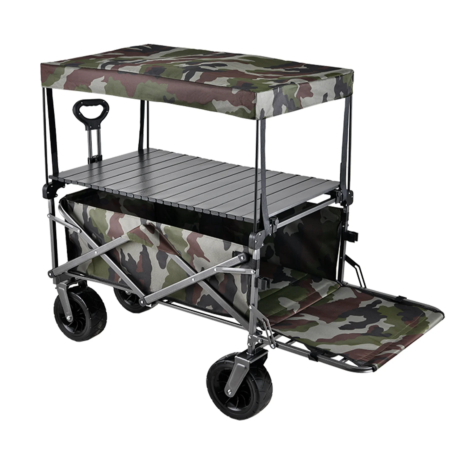 Duty Foldable Wagon Cart with 360° Rotating Wheels for All Terrain, Table Plate Portable Utility Cart for Grocery Beach Outdoor