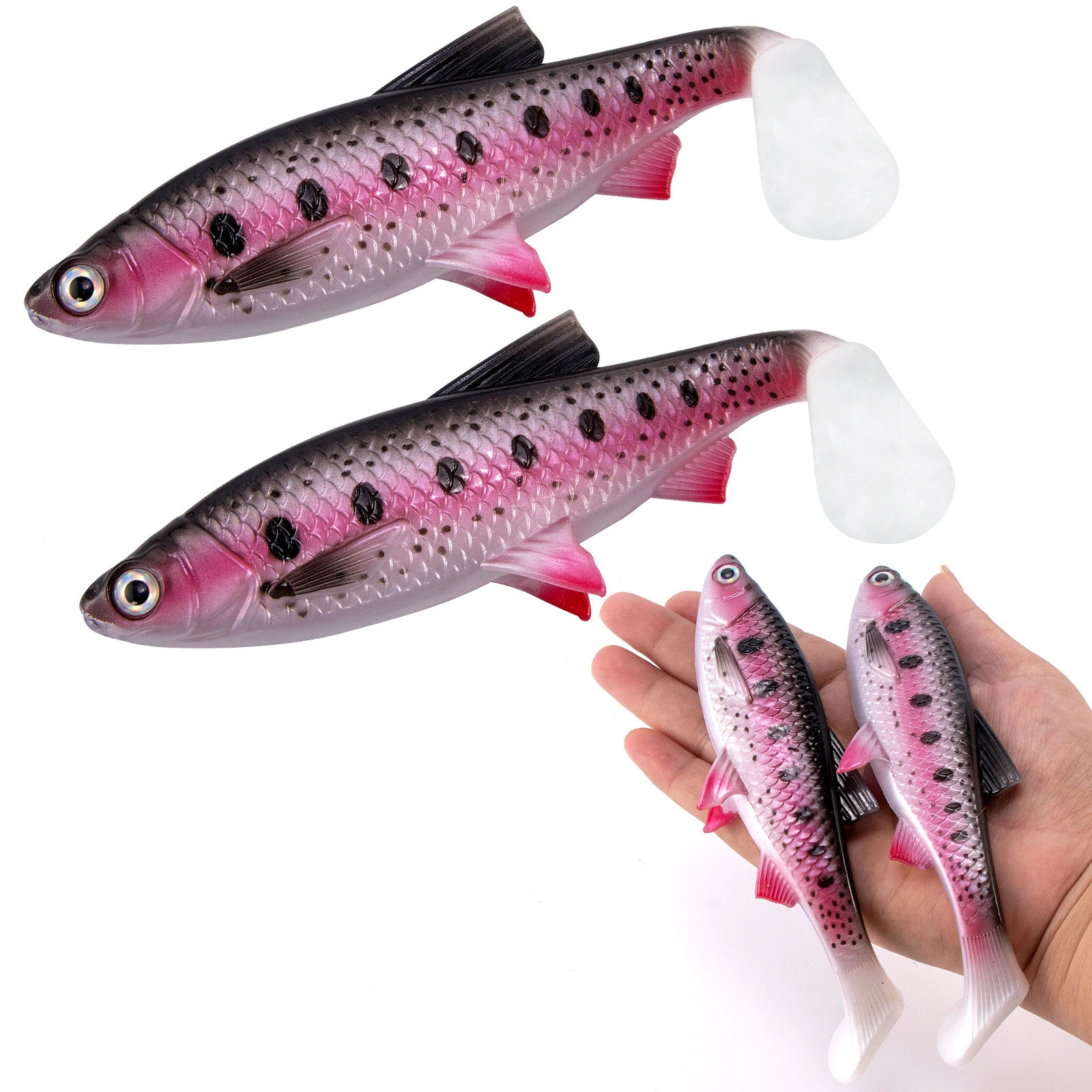 35g Paddle Tail Fishing Soft Plastic Lure,Big Game Fishing Lure,Large Swimbait,Sinking Lure,for Halibut Salmon Pike Tarpon