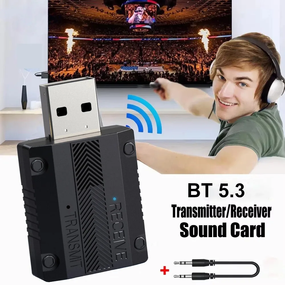Bluetooth 5.3 Car Kit Car Receiver Transmitter 2 in 1 3.5mm AUX Converter Lossless Sound Quality Plug & Play