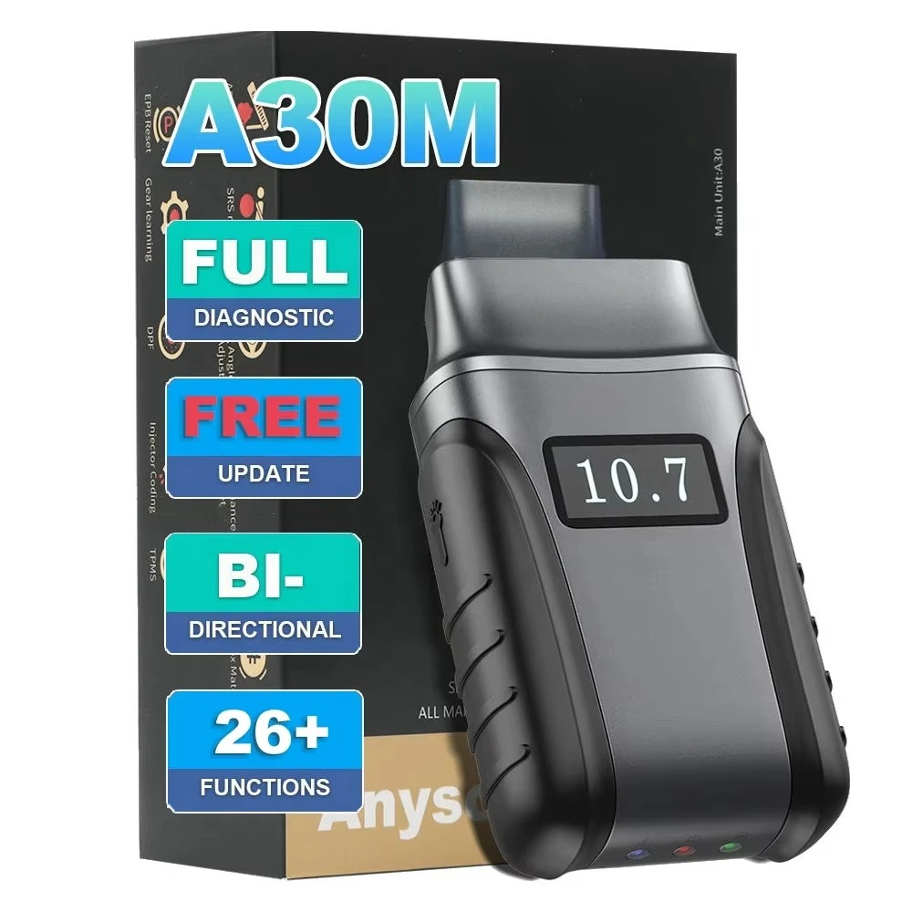A30M V2.0 OBD2 Scanner Full System BT Car Diagnostic Tools Bi-directional Scanner 26+ Reset Functions With CANFD FCA