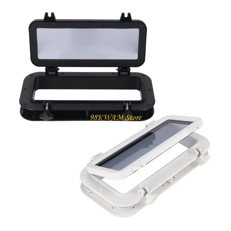 Marine Motorhome Porthole Window Hinged Opening Panel with Turn Lock Knobs Tinted Viewing Glass for Boat Cabins 68UF