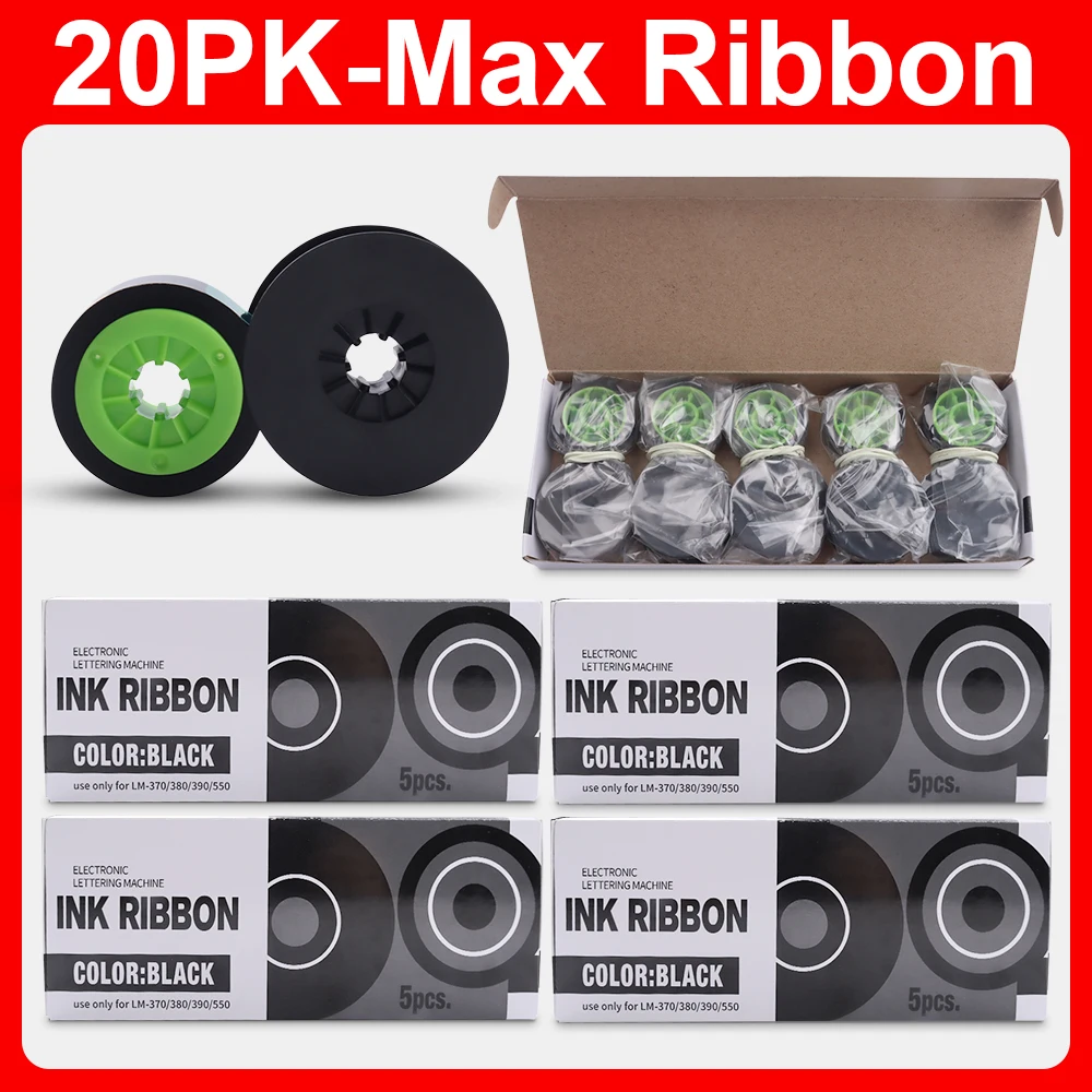 

20PK IR300B Max ink Ribbon Compatible for MAX LETATWIN Electronic Cable Lettering Machine LM370E, LM380A, LM380E, LM390A Printer