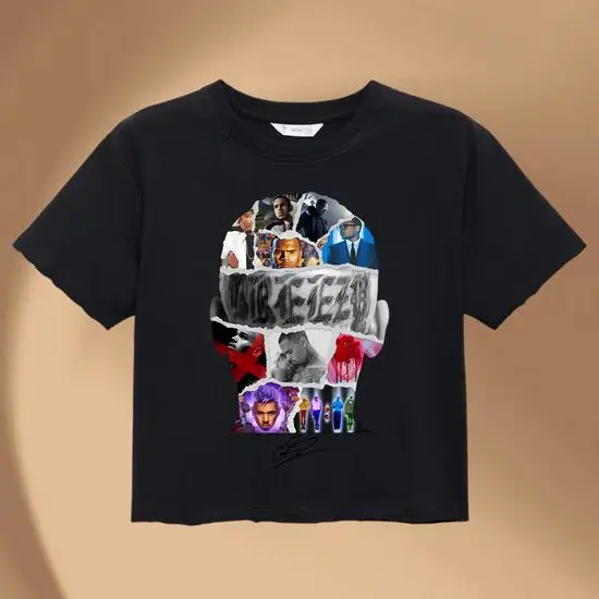 

Новая американская мужская футболка Rapper Chris Brown's Free Bowl XX Tour 2025 Футболка Harajuku Футболка с короткими рукавами Уличная одежда унисекс