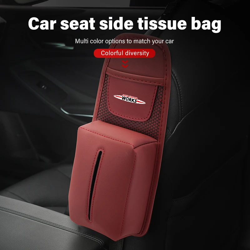 Universal Car Seat Side Storage Hanging Bag Tissue Pocket For MINI Cooper Works R56 F56 R53 R60 Clubman JCW Countryman - view 5