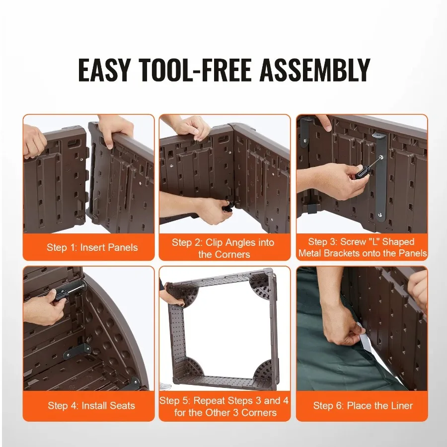 Caja de arena con tapa, caja de arena cuadrada de 48,6x12,4 pulgadas, pozo de arena de HDPE con 4 asientos de esquina y caja de arena con revestimiento Bm para respaldo exterior