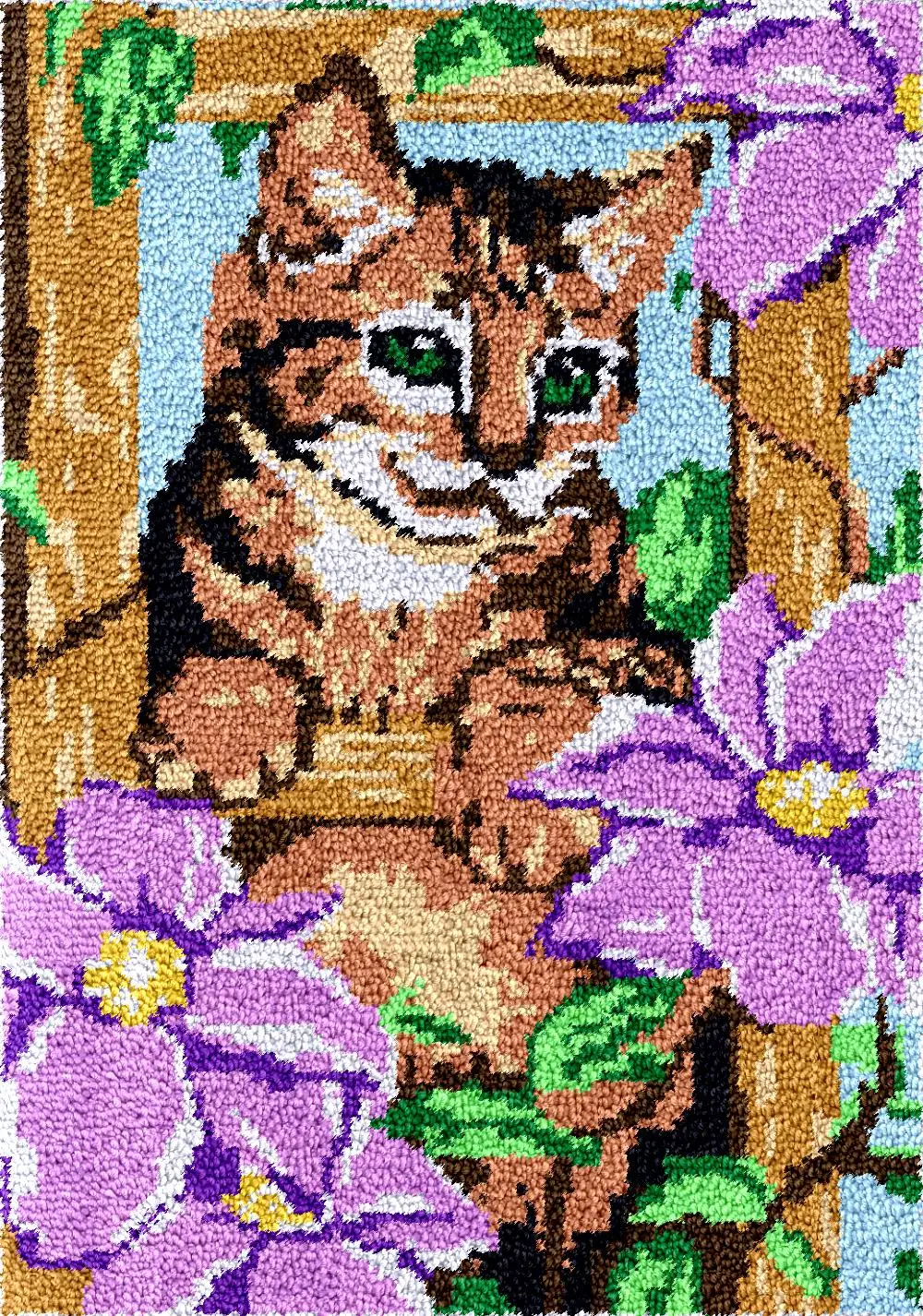 

Наборы крючков с защелкой «сделай сам», коврики, набор для вышивания ковров, цветы и кошки, пластиковый холщовый пакет, гобелен, аксессуары и материалы для рукоделия